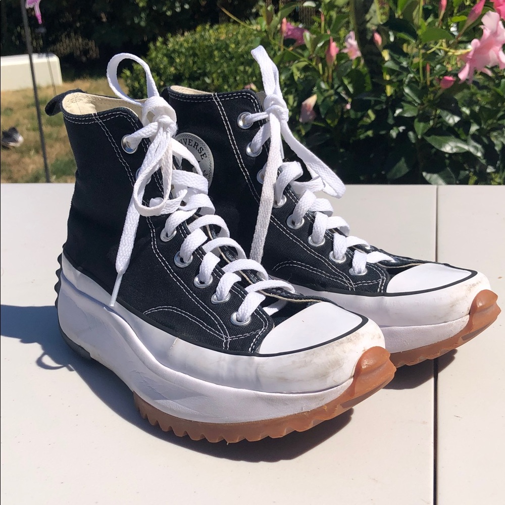 Converse Unisex’s Black & White High-Top Platform Sneakers Gum Sole Sz M7.5,W9